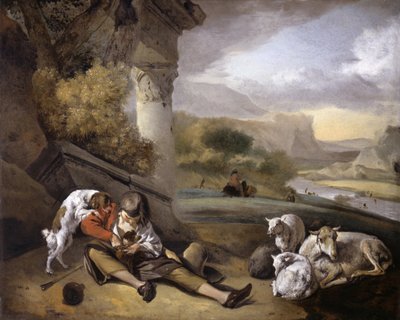 Landschap met herdersjongen door Jan Baptist Weenix